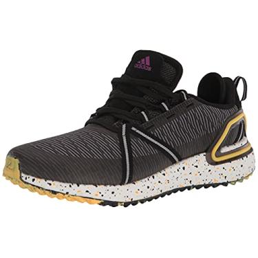 Imagem de adidas Tênis de golfe masculino Solarthon Primegreen Spikeless, Núcleo preto/roxo/dourado solar, 11