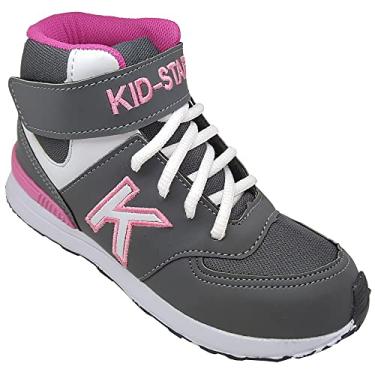 Imagem de Tênis Infantil Feminino Cano Alto KidStar Bota Grafite Pink Tamanho:29;Cor:Cinza;Gênero:Meninas