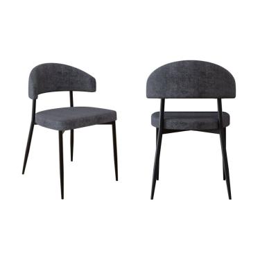 Imagem de Cadeira Bless Fixa com 4 Pés 55 X 52,5 X 77,5 Cm com 2 Unidades Grafite/Preto