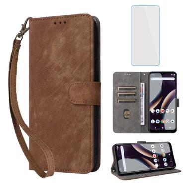 Imagem de IUQXU Capa carteira para celular Nokia C01 Plus com protetor de tela [bloqueio RFID] couro flip suporte para cartão alça de pulso mulheres homens capa de celular para Nokia C01Plus C01+ marrom