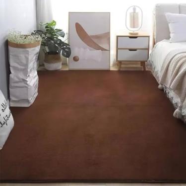 Imagem de Tapete grosso de pelúcia decoração da sala de estar tapetes macios do quarto piso macio coral veludo tapetes grandes sólidos, cor curry 2,120x160cm