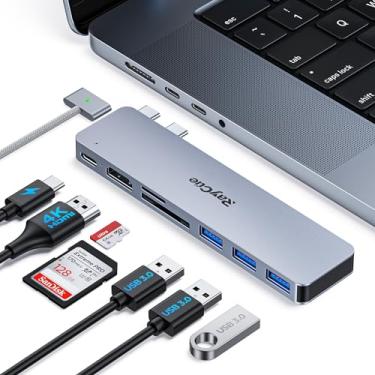 Imagem de Adaptador USB C Hub HDMI para MacBook Pro/Air M1 M2 2023 2022 2021 33 polegadas 15 "40.6 cm, acessórios RayCue USB C para HDMI HDMI, multiportas com 4K HDMI, Thunderbolt 3, 3 portas de dados USB A