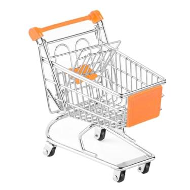 Imagem de Generic Mini carrinho de compras cesta fingir brincar supermercado carrinho de mão brinquedo bonito multi uso casa de bonecas carrinho de compras de, Laranja