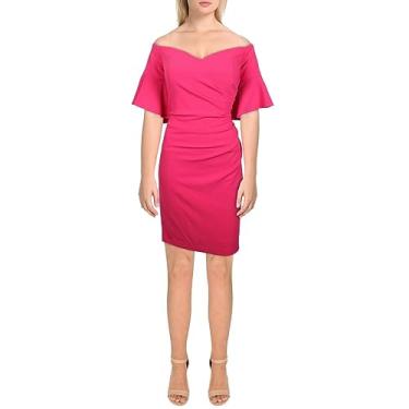Imagem de Calvin Klein Vestido feminino com decote ombro de fora e franzido lateral, Hibisco, 38