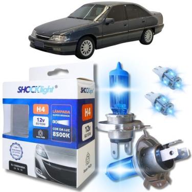 Imagem de Kit par lâmpadas super branca conector h4 8500k shocklight + par leds 