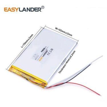 Imagem de Bateria 3,7v Gps 4mm X 55mm X 70mm Com 1900 Mah  3 Fios - KMIG