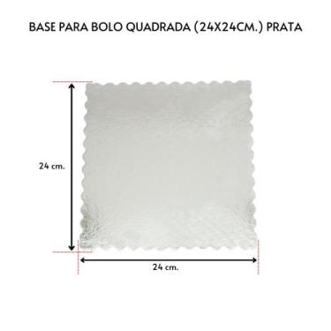 Imagem de Kit 10 Unidades Cake Board para Bolo Quadrado 24x24cm. Prata - TAMAROZ