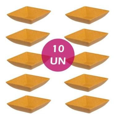 Imagem de 10un prato mini petisqueira quadrado aperitivos marrom claro - EVO