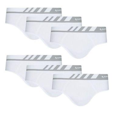 Imagem de Combo 6 Cuecas Slip Sem Costura Microfibra Lupo Original Nf , Branco, 
