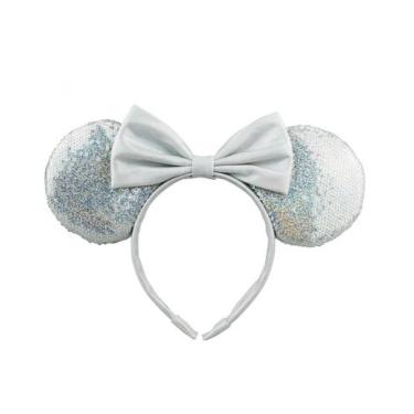 Imagem de Tiara Prateada Orelhas Laço Minnie 20x25cm - Disney