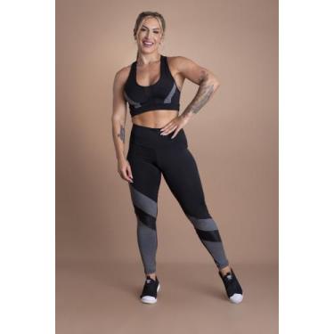 Imagem de Conjunto Feminino Fitness Calça Legging Cintura Alta E Top Nadador Tel