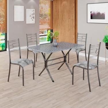 Imagem de Conjunto Sala de Jantar Mesa Retangular 100x60cm Tampo Granito Ocre 4 