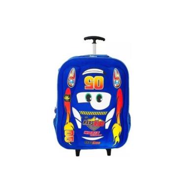 Imagem de mochila carrinho escolar alto revelo carro 3D mcqueen criança de 5 a 1