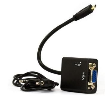 Imagem de Conversor micro hdmi x vga c/ audio e cabo de 20cm - TEBERA