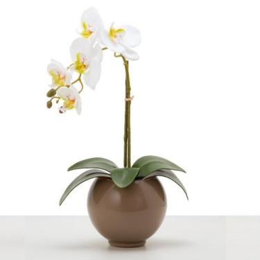Imagem de Arranjo De Orquídea Artificial Silicone Com Vaso Vidro - Floralis, Bra