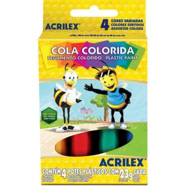 Imagem de Kit 12 un Cola Colorida Estojo Com 04 Cores 23G - Acrilex