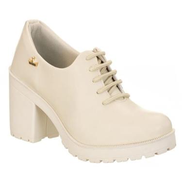 Imagem de Oxford Amarrar Tratorado Salto Bloco Sapato Feminino Delicado - classe