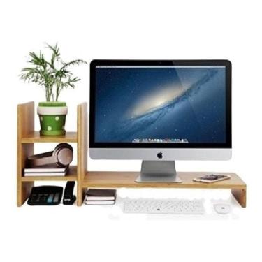 Imagem de Suporte Monitor E Tv Base Apoio Mesinha Em Madeira Maciça