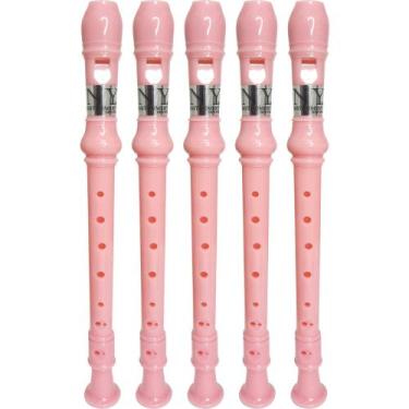 Imagem de Kit 5 Flautas Doce Germânica Rosa Claro FL 20G New York - NY Instrumen