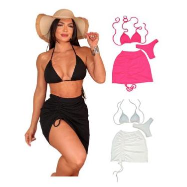 Imagem de Kit 3 Biquíni Com Saia peças Brilhante Premium - Praia - Betanqur, Pre