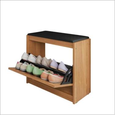 Imagem de Banco Sapateira Plenitude Madeira Acento Almofadado material sintético