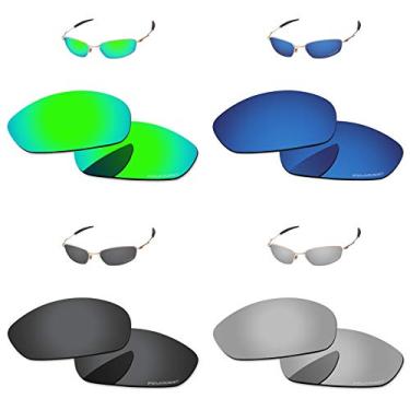Imagem de PapaViva Lentes de substituição para Oakley Whisker preto cinza e prata cromado e verde azulado e águas profundas
