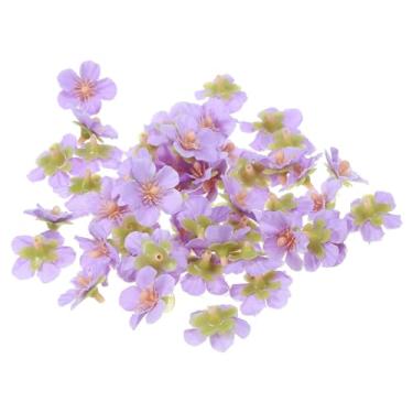 Imagem de PATIKIL Cabeças artificiais de flor de cerejeira de 2,5 cm, pacote com 100 cabeças de flores falsas de flor de cerejeira de seda para decoração de buquê floral de casamento, faça você mesmo, roxo