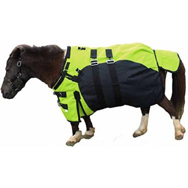 Imagem de CHALLENGER 91,44 cm 1200D Turnout Impermeável Respirável Cavalo Miniatura Mini Burro Desmame Cabra Ovelha Betro Pônei Cobertor Inverno 250g Capa de Casaco Verde Limão Preto 51975LG