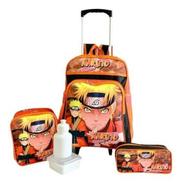 Imagem de Kit Mochila Infantil Escolar Naruto Bolso Rodinhas G F5 - proprio