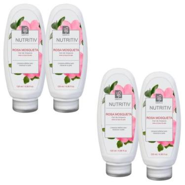 Imagem de GEL DE LIMPEZA ROSA MOSQUETA NUTRITIV 120ml NATUFLORES Kit 4und