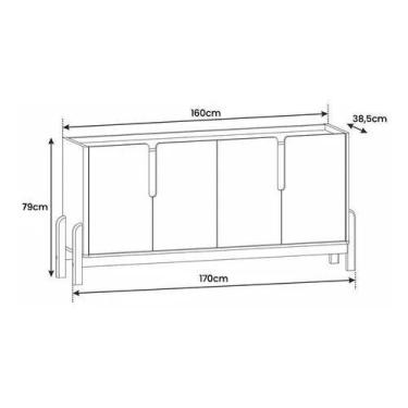 Imagem de Buffet para sala de estar lizz 1,70 casa d cinza/cedro - Village Móvei