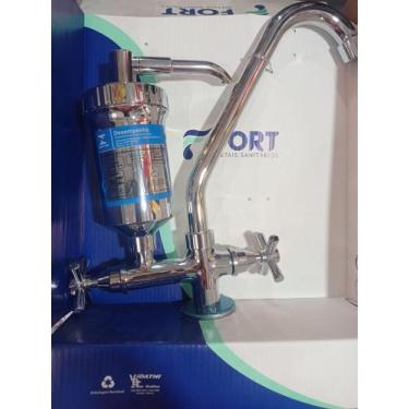 Imagem de Torneira metal bancada bica móvel com filtro em abs - Fort metais