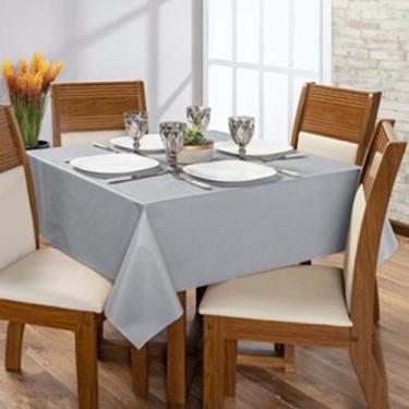 Imagem de Toalha De Mesa PVC Impermeável Gravatura de Linho Térmica 4 6 8  Lugar