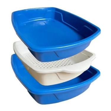 Imagem de Bandeja Para Areia De Gato Com Peneira - Banheiro Higiênico - DSF, Azu