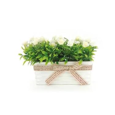 Imagem de Arranjo Artif. Vaso Cerâmica Florzinha Branca - YANGZI