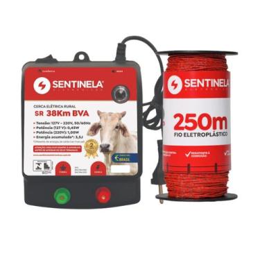 Imagem de Kit Eletrificador Cerca Rural Cr 38km + Cabo 250m - Sentinela