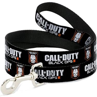Imagem de Coleira para cães Call of Duty Black Ops III Ícone caveira preto branco laranja 1,8 m de comprimento 2,5 cm de largura