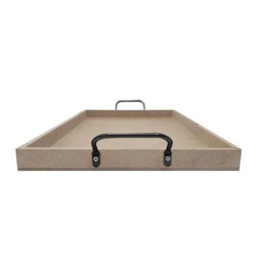Imagem de Bandeja Retangular Lisa Simples com Alça 30,5x20,5x2 Mdf 6mm Madeira -
