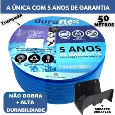 Imagem de Mangueira para Jardim 50 Metros Azul Chata + Suporte - DuraFlex
