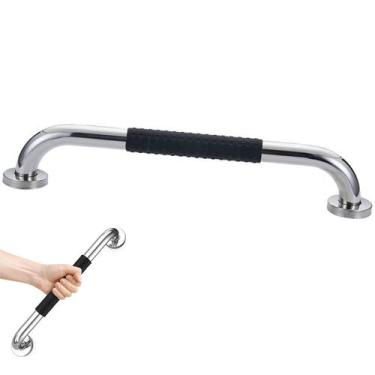 Imagem de Barra de Apoio 40cm Inox Suporte Antiderrapante Idoso Deficiente Banhe