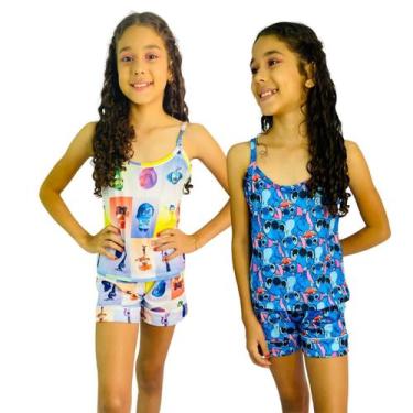Imagem de Kit 2 Pijamas Infantil Feminino Divertido  Stitch  Roupa de Dormir Men