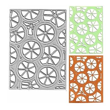 Imagem de Cortes de metal tangerina laranja limão, corte de fundo laranja, molde de artesanato faça você mesmo, estêncil de molde para fazer cartões em relevo faça você mesmo, álbuns, papel decorativo, álbum de