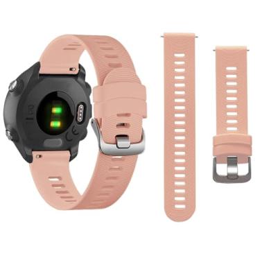 Imagem de Pulseira de relógio de 20 mm para Garmin Forerunner 55/Forerunner 245/Vivoactive 5/Vivoactive 3, pulseira de silicone macio de substituição para relógio inteligente Garmin (rosa)