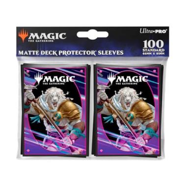Imagem de Ultra PRO - Foundations Ajani Capas protetoras de deck de 100 quilates leves - Capas de cartão amigáveis e carregadores superiores para cartas - Capas de baralho perfeitas para Magic: The Gathering &