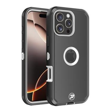 Imagem de Wireless PROTECH Capa compatível com Apple iPhone 16 PRO Max (tamanho da tela 6,9 polegadas), TPU de camada tripla robusta e capa lisa de policarbonato (preto/branco)