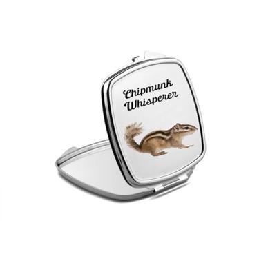 Imagem de Espelho compacto Chipmunk Whisperer, presente de sussurro de esquilo, espelho fotográfico de sussurro de esquilo, espelho de maquiagem de viagem, espelho pequeno de mão, espelho de bolso portátil,