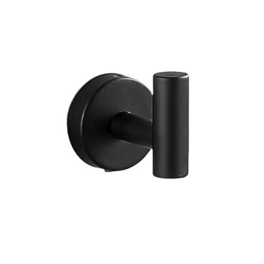 Imagem de Suporte de papel higiênico preto fosco dourado, barra de toalha, gancho, anel de toalha, kit de prateleira de banheiro de aço inoxidável, conjunto de ferragens de banheiro, preto, gancho