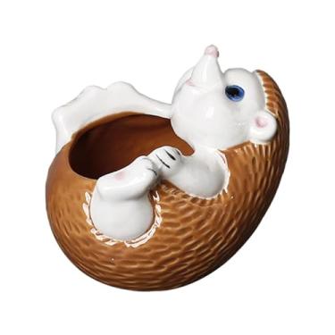 Imagem de IEUDNS Plantador de Animais de Cerâmica Bonsai Vaso de Flores Cerâmica Bonito Ornamento Decoração para Casa Vaso de Plantas Recipiente para Casa Ao a, Marrom, Tamanho real