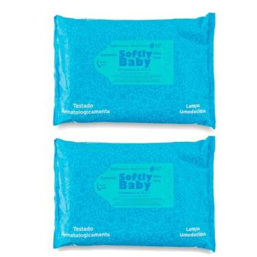 Imagem de Lenço Umedecido Baby Softly - 100 Unidades por Pacote - Com Vitaminas A e C, Aloe Vera e Camomila - Suave e Hipoalergênico para Bebês (2 Pacotes)
