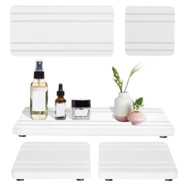 Imagem de CONLI Bandeja de pedra absorvente de água, 3 peças, bandeja de pia de pedra de diatomita DryingNeat, branca